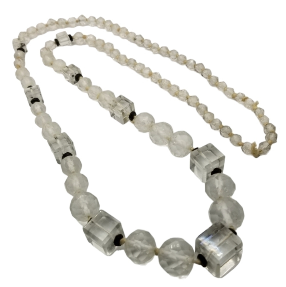 Clear Lucite Necklace Vintage Mid Century Modern Graduated Art Deco Round Cube